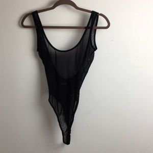 Black mesh scoop back body suit